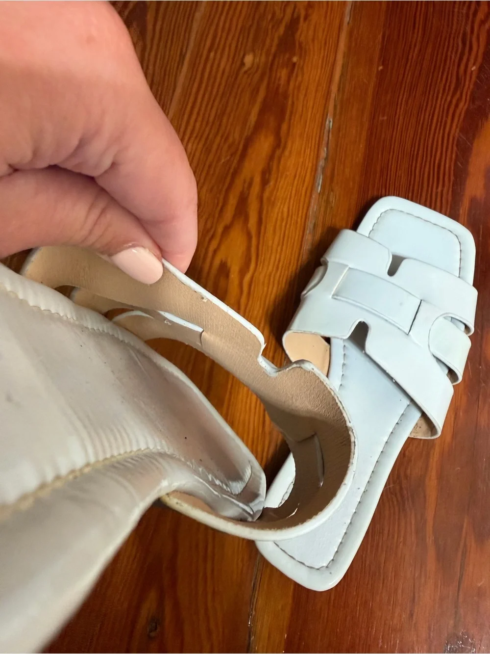 Light blue slide on sandals